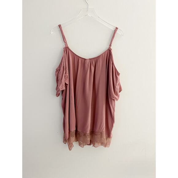 Torrid Dusty Rose Challice Cold Shoulder Button Blouse Plus Size 3X 22/24 - Picture 6 of 11